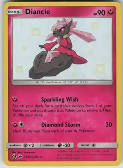 Pokemon TCG Diancie Shiny Holo Rare Hidden Fates: Shiny Vault SV36/SV94 - Image 1
