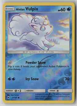 Alolan Vulpix 27/147 Pokemon Burning Shadows Common Reverse Holo Light Play 1 - Image 1