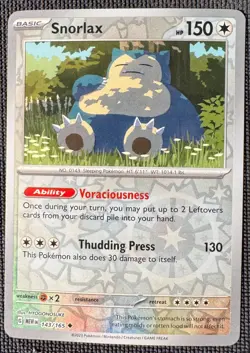 SNORLAX 143/165 UC 151 POKEMON REVERSE HOLO NM - Image 1