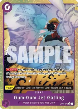 PRB02 English - Gum-Gum Jet Gatling - Alternate Art - OP03-072 - R - NM - Image 1
