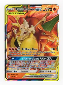 Pokemon TCG Charizard Braixen Tag Team GX Cosmic Eclipse 22/236 Holo Ultra Rare - Image 1
