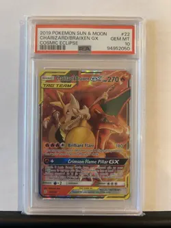 Pokemon Charizard & Braixen GX 22/236 Sm-Cosmic Eclipse Holo Graded PSA 10 - Image 1