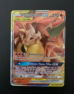 Pokemon TCG Charizard & Braixen Tag Team GX Cosmic Eclipse 22/236 Holo Ultra NM - Image 1