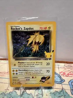 Rocket's Zapdos Pokemon Card 70 HP Holo Rare Gym Challenge 15/132 Celebration - Image 1