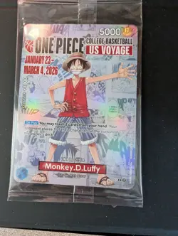 One Piece Monkey D. Luffy US Voyage College Basketball Card Rutgers IN HAND - Image 1