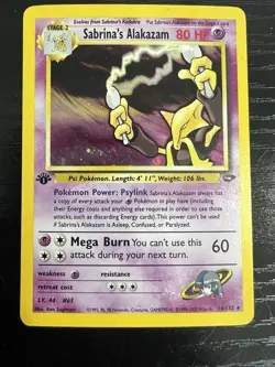 Pokemon TCG Sabrina's Alakazam Holo Rare 65 First Edition 1st #65 - Image 1