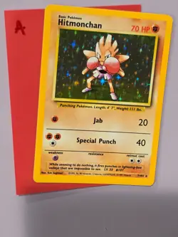💚 Pokemon HITMONCHAN Holo Rare Base Set * 7/102 * LP / MP ** A - Image 1
