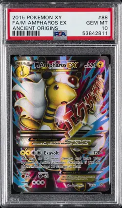 2015 POKEMON XY ANCIENT ORIGINS #88 FULL ART/M AMPHAROS EX PSA 10 - Image 1