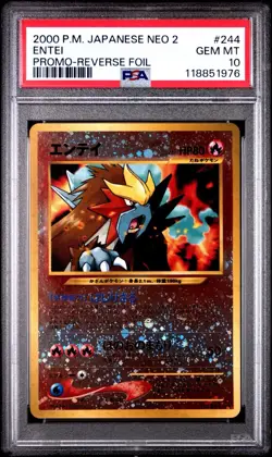 PSA 10 Entei #244 2000 Pokemon Japanese Neo 2 Promo Promo Reverse Foil - Image 1
