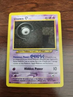 Unown C Neo Destiny 57/105 Regular Uncommon Pokemon Card LP+ Vintage Pokemon TCG - Image 2