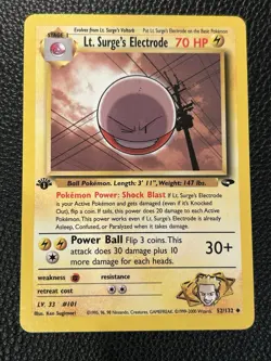 Lt. Surge's Electrode 52/132 Gym Challenge Regular First Edition Pokemon Card - Image 1