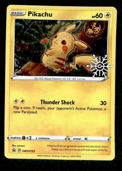 Pikachu Holo Snowflake Stamp Black Star Promo SWSH153, NM Pokemon Card - Image 1