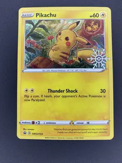 Pikachu - SWSH153 - Snowflake Stamp - Black Star Promo - Pokemon Card - NM/M - Image 1