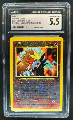 1999 Pokemon Wizards Black Star Promos Entei Reverse Holo #34 CGC 5.5 - Image 1