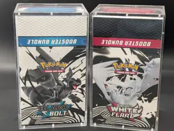 2x Pokemon SV10.5 Black Bolt White Flare Sealed Booster Bundle Display W/Acrylic - Image 1