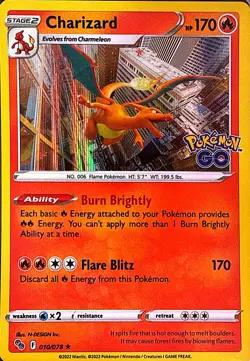 Charizard Foil Holo Rare Pokemon GO 010/078 NM - Image 1