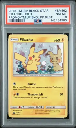 2019 POKEMON SM BLACK STAR PROMO TEAM UP SINGLE PACK BLISTERS PIKACHU-HOLO PSA 8 - Image 1