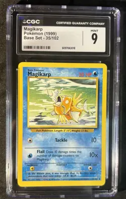 Pokemon TCG Magikarp 35/102 1999 Base Set Vintage WOTC CGC Mint 9 - Image 1