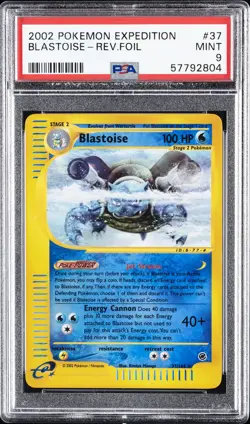 2002 POKEMON EXPEDITION #37 BLASTOISE-REVERSE FOIL PSA 9 - Image 1