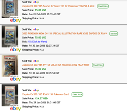2023 Pokemon Scarlet Violet 151 Mew Zapdos EX #202/165 SIR Special PSA 9 Mint - Image 3
