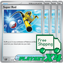 X4 Super Rod 188/193 Common Playset 4X Paldea Evolved Pokemon TCG Mint NM - Image 1