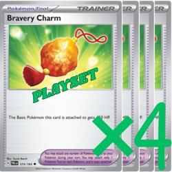 Pokemon TCG - Bravery Charm - SV02: Paldea Evolved - Playset X4 - Near Mint - Image 1