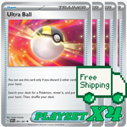 4 x Ultra Ball 091/091 - SV: Paldean Fates (PAF)- Playset - Pokemon TCG - Image 1