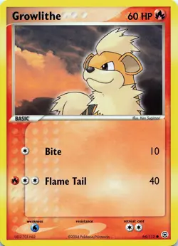 POKEMON Growlithe #64/112 Normal FireRed & LeafGreen NM - Image 1