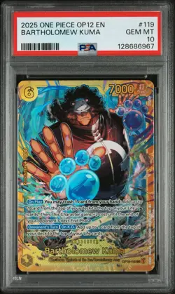 2025 One Piece TCG: OP12-119 Bartholomew Kuma SEC PSA 10 - Legacy Of The Master - Image 2