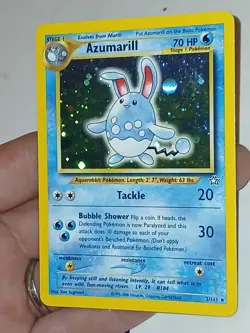 Pokemon TCG Azumarill Neo Genesis Holo Card 2/111 Unlimited Rare - Image 2