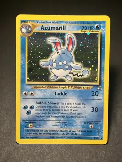 Pokemon TCG Azumarill Neo Genesis Holo Unlimited Rare Card 2/111 LP with SWIRL - Image 1