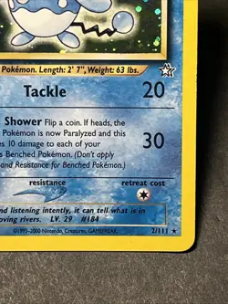 Pokemon TCG Azumarill Neo Genesis Holo Unlimited Rare Card 2/111 LP with SWIRL - Image 4