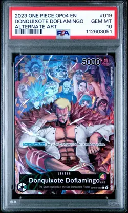PSA 10 Donquixote Doflamingo (019) (Alternate Art) OP04-019 Kingdoms of Intrigue - Image 1