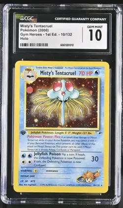 2000 Pokemon Gym Heroes 1st Edition #10/132 Misty's Tentacruel Holo CGC 10 - Image 1