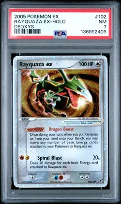 2005 POKEMON EX DEOXYS #102 RAYQUAZA EX-HOLO PSA 7 - Image 1