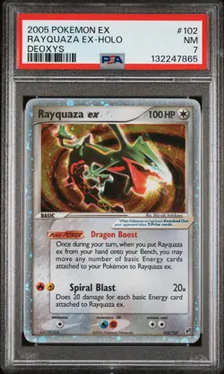 2005 POKEMON EX DEOXYS #102 RAYQUAZA EX-HOLO PSA 7 - Image 1
