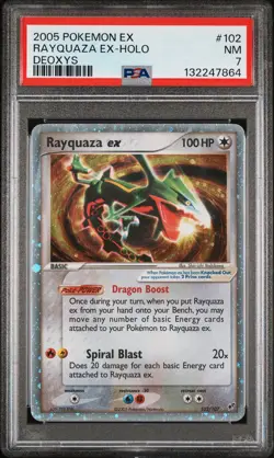2005 POKEMON EX DEOXYS #102 RAYQUAZA EX-HOLO PSA 7 - Image 1