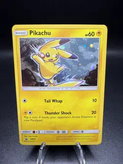 Pokemon TCG Pikachu Sun & Moon Black Star Promo Card SM98 Cosmos Holo Rare NM - Image 1