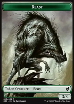 MRM ENGLISH Beast 3/3 - Wurm 6/6 MTG Magic Token C19 - Image 1