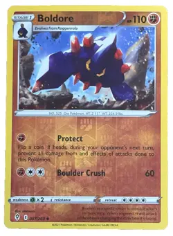 New: 2021 Pokemon TCG Boldore 087 Swsh07: Evolving Skies Reverse Holo Uncommon - Image 1