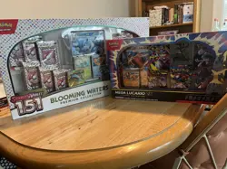 (LOT) Pokemon 151 Blooming Waters Premium Collection Box/ Mega Lucario EX Box - Image 1