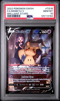 2022 POKEMON SWORD & SHIELD BRILLIANT STARS #TG16 FULL ART/MIMIKYU V PSA 10 - Image 1