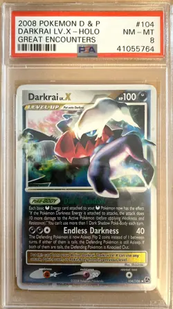 DARKRAI LV.X #104 2008 POKEMON DIAMOND & PEARL GREAT ENCOUNTERS PSA 8 NM-MT - Image 1
