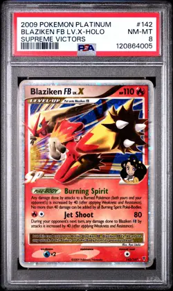 2009 POKEMON SUPREME VICTORS BLAZIKEN FB LV X #142 ULTRA PSA 8 NM #120864005 - Image 1