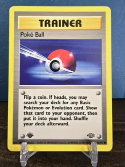 POKE BALL 64/62 Jungle 1st edition *Rare* Pokemon Card TCG Non Holo LP Vintage - Image 1