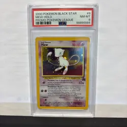 2000 POKEMON BLACK STAR PROMO MEW HOLO #9 POKEMON LEAGUE PSA 8 SWIRL - Image 1