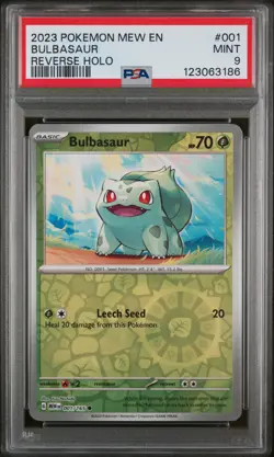 2023 POKEMON MEW EN-151 REVERSE HOLO #001 BULBASAUR PSA 9 - Image 1