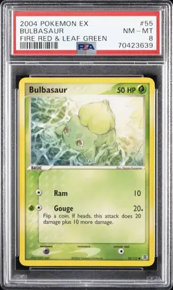 2004 POKEMON EX FIRE RED & LEAF GREEN #55 BULBASAUR PSA 8 - Image 1