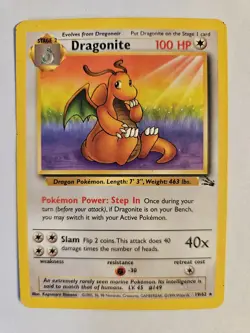 Pokemon Dragonite 19/62 Fossil 100 HP Rare Regular Unlimited 1999 TCG - Image 1
