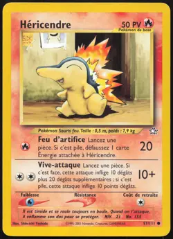 Carte Pokemon Hericendre 57/111 Neo Genesis Francais - Image 1